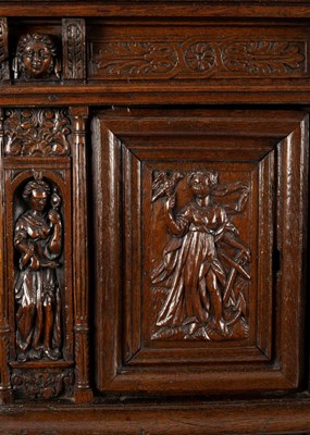 Lot 31 - A Flemish oak side cabinet, 16th Century and...