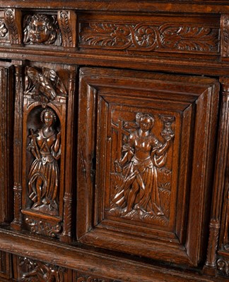Lot 31 - A Flemish oak side cabinet, 16th Century and...