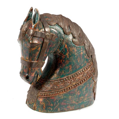 Lot 37 - A Spanish carved wooden horse head with...