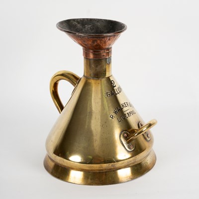 Lot 42 - A brass two gallon measure, R Walker & Co.,...