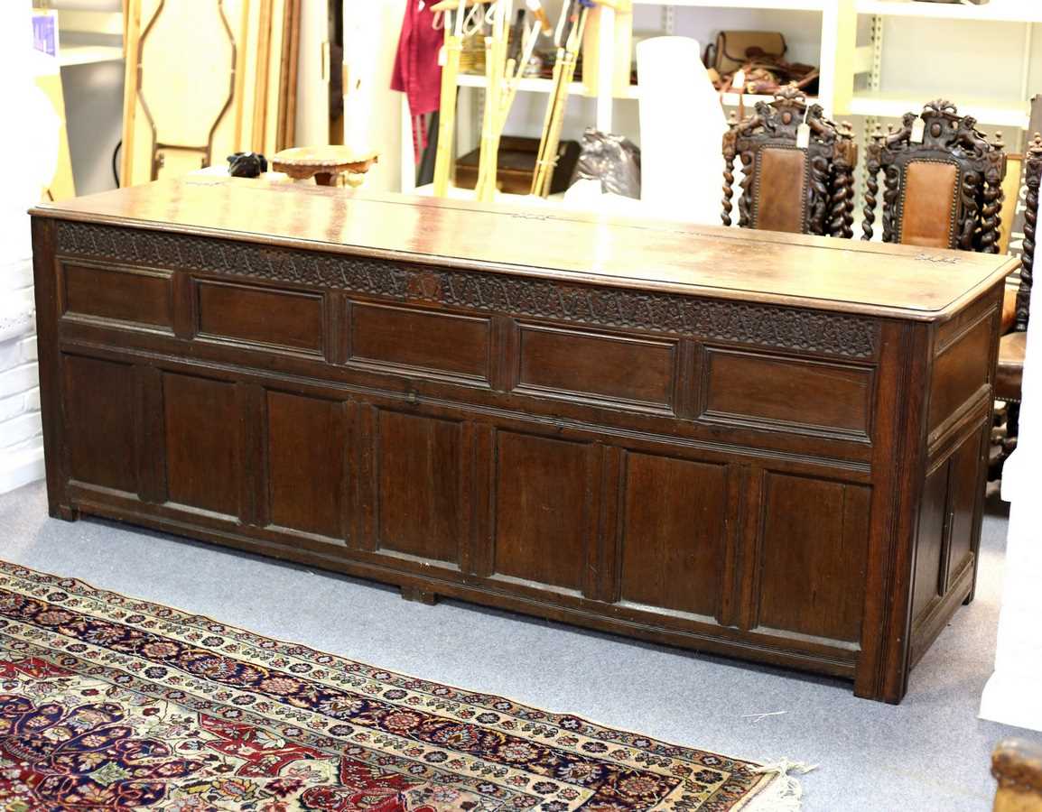Lot 46 - An oak coffer, late 17th/early 18th Century,...