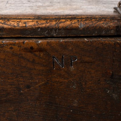 Lot 70 - An oak six-plank coffer, 17th Century,...