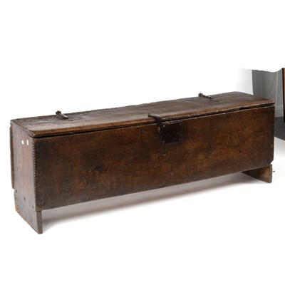 Lot 70 - An oak six-plank coffer, 17th Century,...