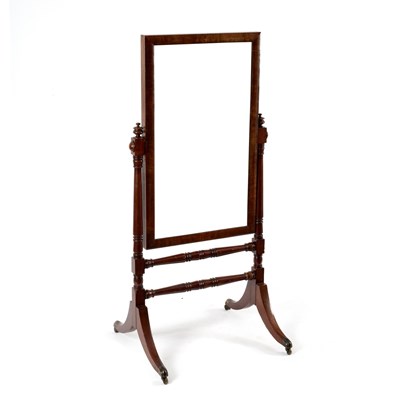 Lot 73 - A mahogany cheval mirror with rectangular...