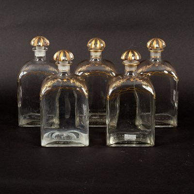 Lot 84 - Five etched and cut glass dressing table...