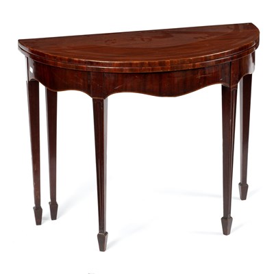 Lot 89 - A George III D-shaped fold-over table on...