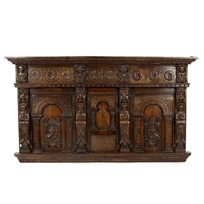 Lot 151 - An early 17th Century carved oak overmantel...