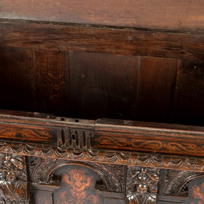 Lot 187 - A mid 17th Century Flemish oak coffer, the...