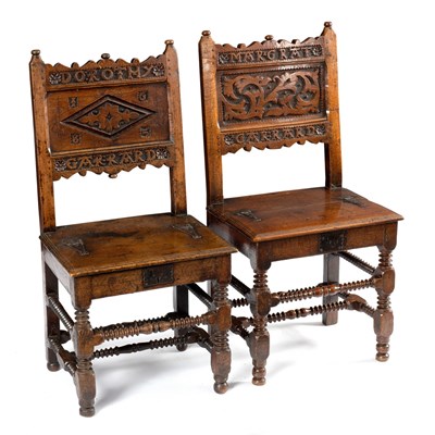 Lot 188 - An oak back stool, the back inscribed 'Dorothy...