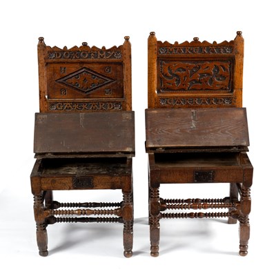 Lot 188 - An oak back stool, the back inscribed 'Dorothy...