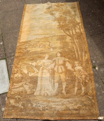 Lot 429 - A machine-made tapestry, a couple with child...