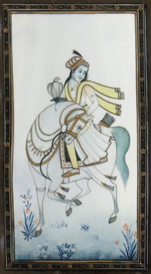 Lot 528 - A Indian miniature/Prince and Falcon on...