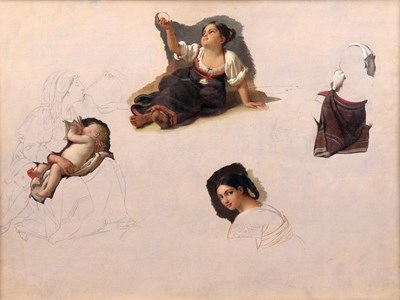 Lot 569 - French School circa 1820/Figure Studies/oil on...