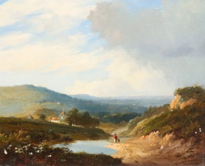 Lot 573 - E H Niemann/Figure on a Path in a Rural...