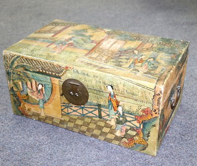 Lot 596 - A mid 19th Century Cantonese painted box,...