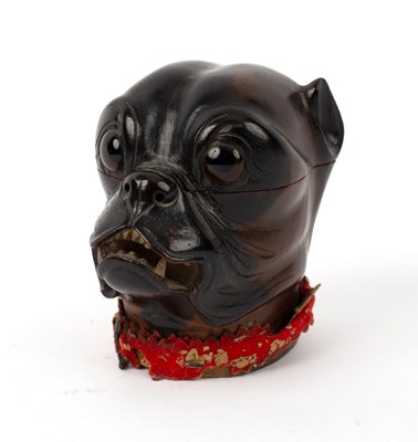 Lot 611 - An English carved wood inkwell modelled as a...