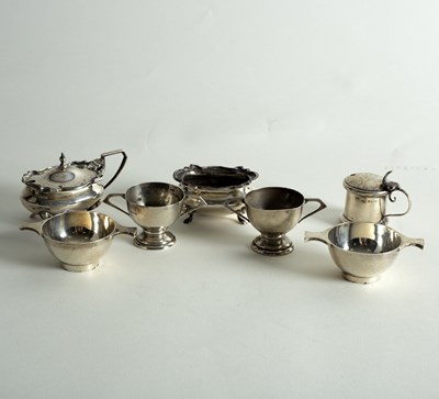 Lot 5 - A pair of silver salts of miniature porringer...