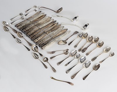 Lot 42 - A pair of silver trefid pattern sauce ladles,...