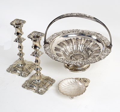 Lot 90 - A silver plated swing handled basket, 30cm...