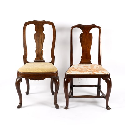 Lot 767 - An 18th Century walnut splat back chair, on...