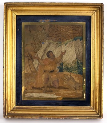 Lot 484 - A needlework picture, circa 1800, depicting...