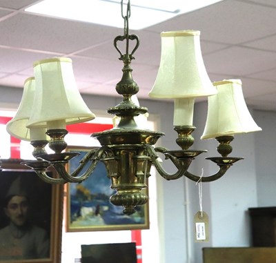Lot 794 - A gilt metal five branch electrolier