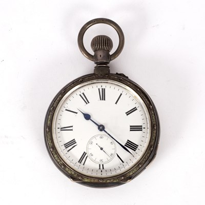 Lot 6 - A silver and shagreen cased quarter-repeating...