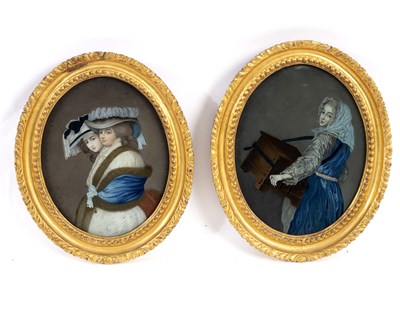 Lot 57 - A pair of Chinese export reverse glass...