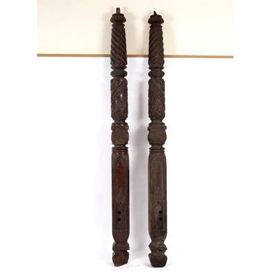 Lot 646 - A pair of William IV carved mahogany tester...