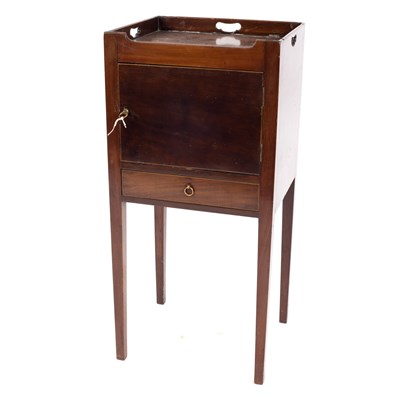 Lot 682 - A George III mahogany tray-top pot cupboard,...