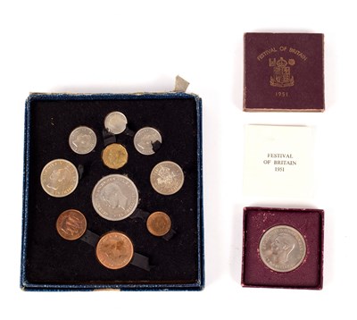 Lot 70 - A set of George VI Festival of Britain coins,...