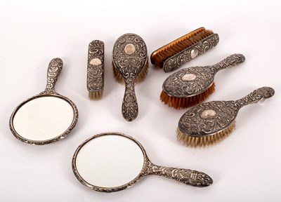 Lot 108 - A quantity of silver-backed dressing table...