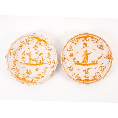 Lot 231 - Two 18th Century Moustiers plates, 24.5cm...