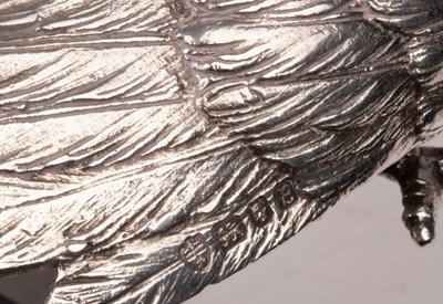 Lot 164 - Two silver table cockerels
