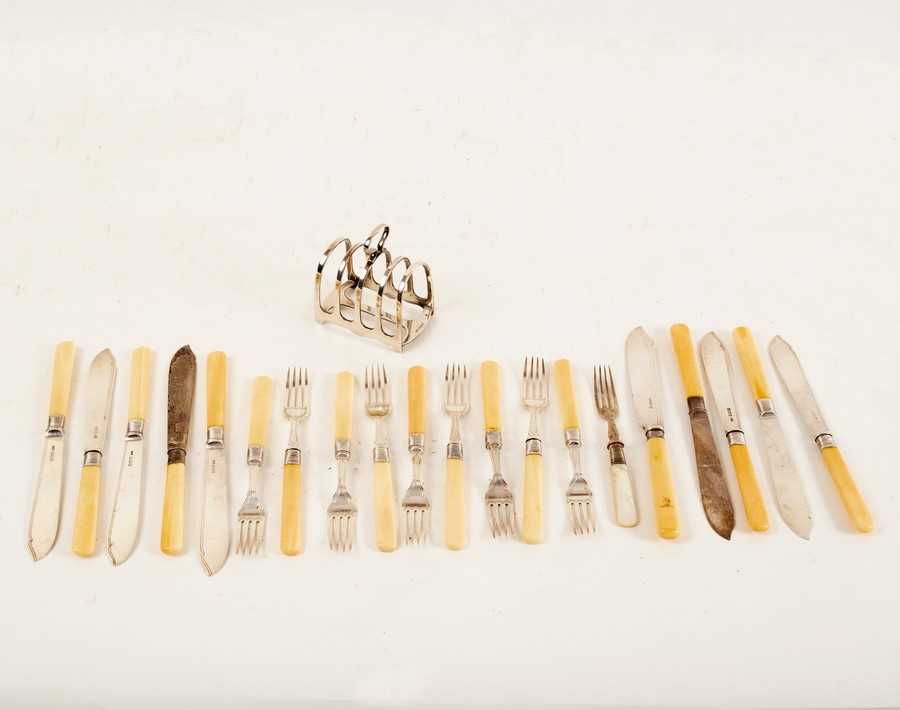 Lot 11 - Nine pairs of fish knives and forks with...