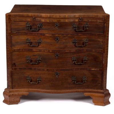 Lot 332 - A George III mahogany serpentine chest, fitted...