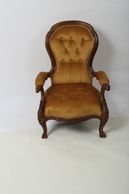 Lot 339 - A Victorian walnut armchair, with moulded...