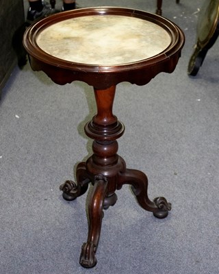 Lot 341 - A Victorian marble top tripod table, the...