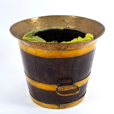 Lot 344 - A 19th Century coopered oak log bin, brass...