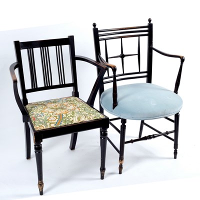 Lot 345 - An ebonised armchair, Morris & Co., circa 1870,...