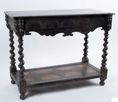 Lot 351 - A Victorian ebonised side table, circa 1860,...