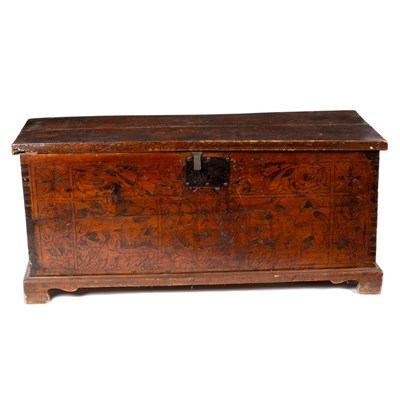 Lot 356 - An early 17th Century Adige cypress wood chest,...