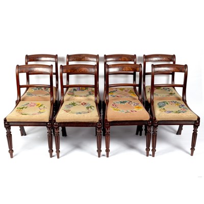 Lot 357 - Eight William IV mahogany side chairs, circa...