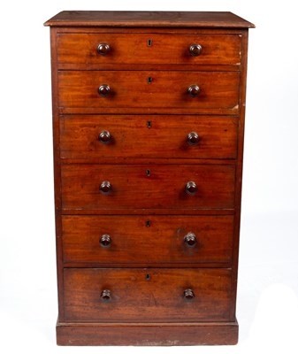 Lot 368 - A Victorian mahogany narrow chest, Heal & Son...