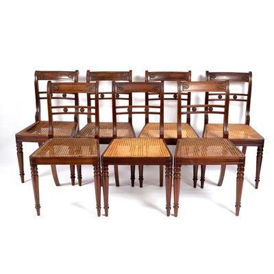 Lot 382 - Seven Regency mahogany chairs, circa 1815, the...