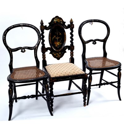 Lot 383 - A papier-mâché chair and a pair of...