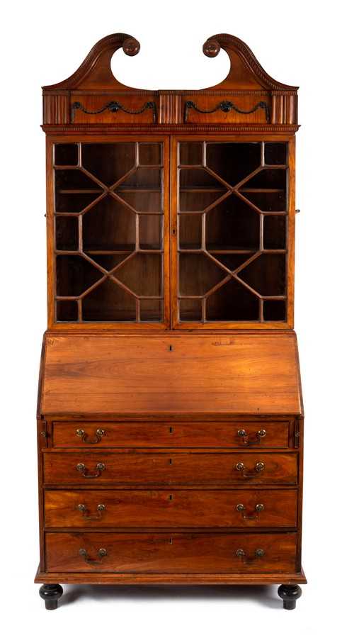 Lot 384 - An Anglo-Chinese rosewood bureau bookcase,...