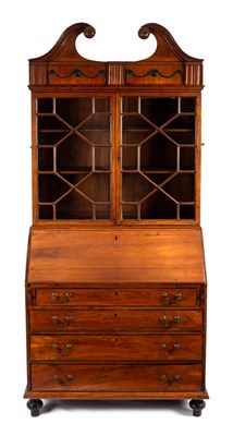 Lot 384 - An Anglo-Chinese rosewood bureau bookcase,...