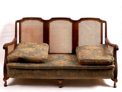 Lot 405 - A bergère suite of caned furniture, comprising...