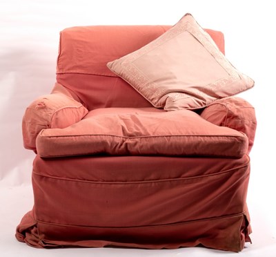 Lot 408 - An upholstered armchair fitted a loose cover